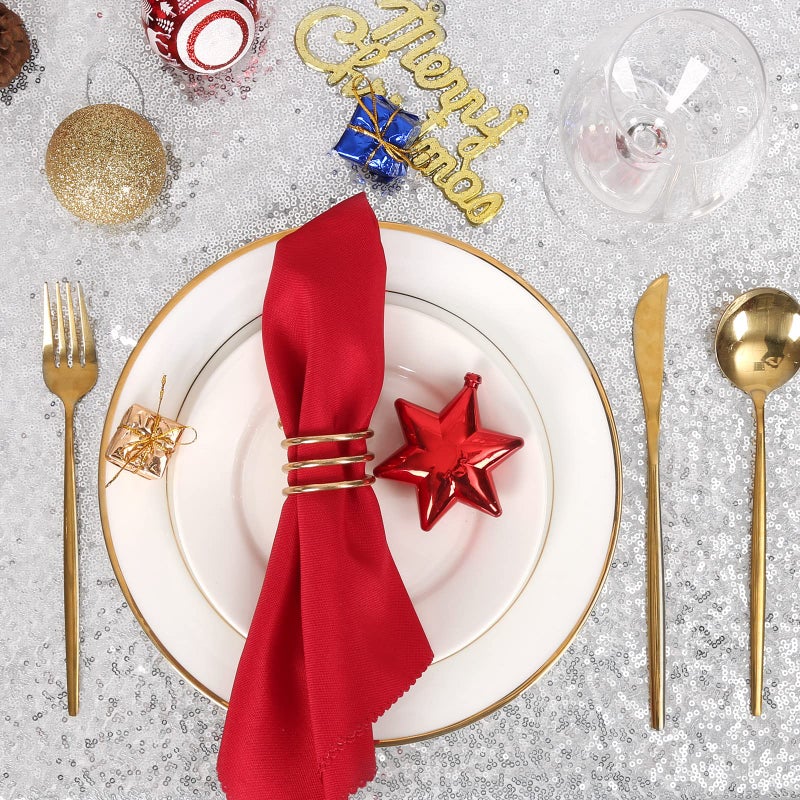 B.Cool B-COOL Silver Sequin Table Cloth Christmas 90x156 Inch Rectangle Sequin Tablecloth Halloween Silver Seamless Table Linens Christmas Glitter Tablecloth Wedding Event Decorations - Image 4